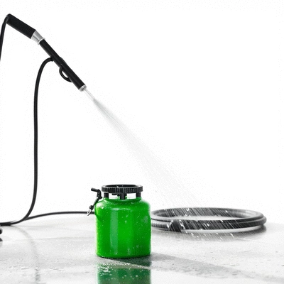 Pressure washing in action