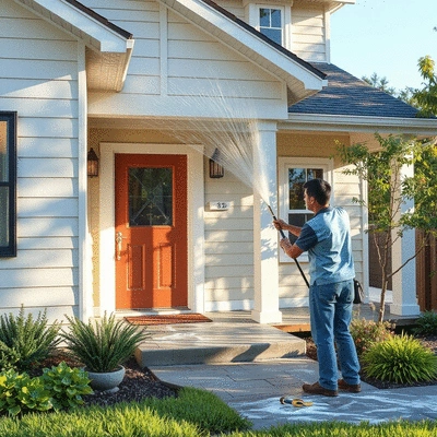 House washing service in action