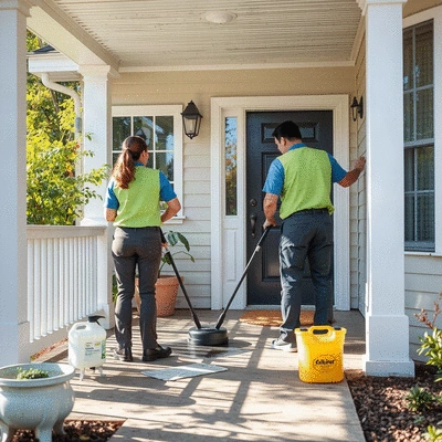 Cleaning service in action