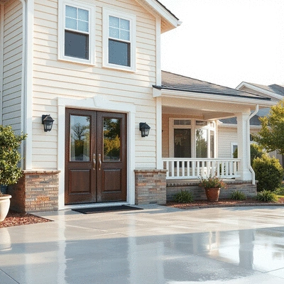 Clean exterior of a house after pressure washing