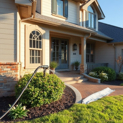 Pressure washing enhancing curb appeal