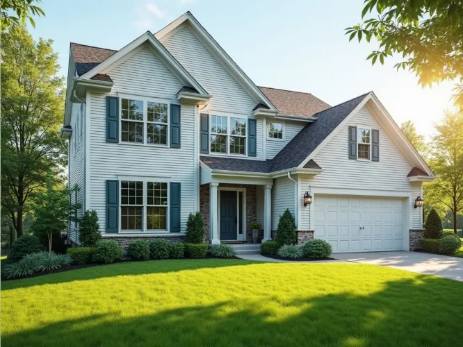 Beautiful home facade after professional power washing